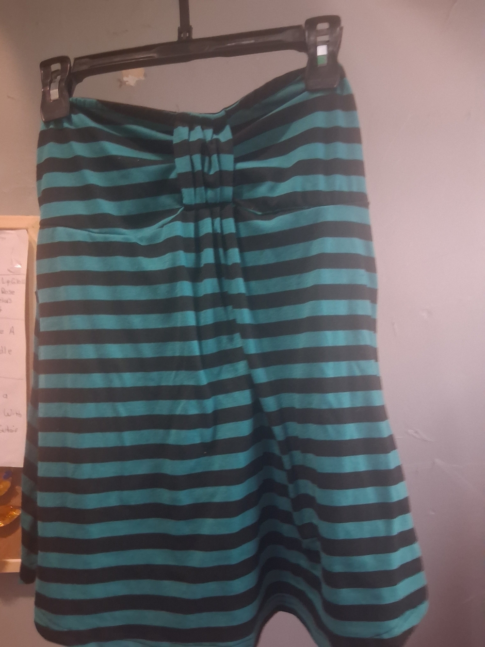 Striped Teal and Black A-Line Skirt